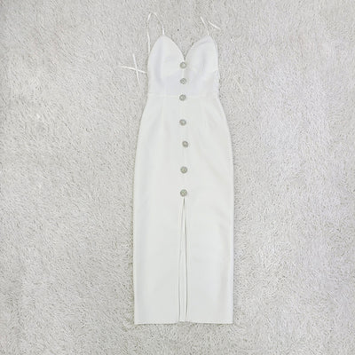 Griselda  Suspenders  White Cocktail Dress
