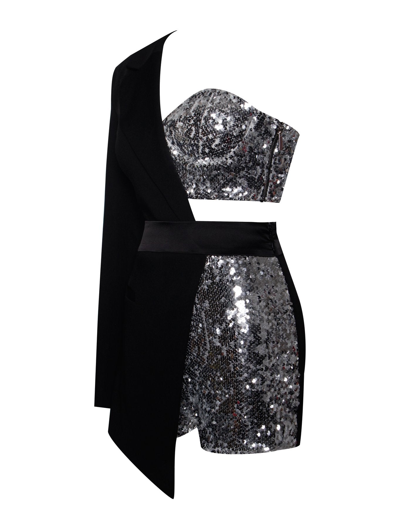 Menna  One-shoulder Suit Sequins   Dress