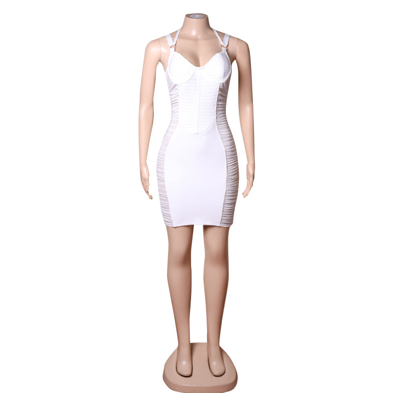 Beller Mesh Mini Bandage Dress -White