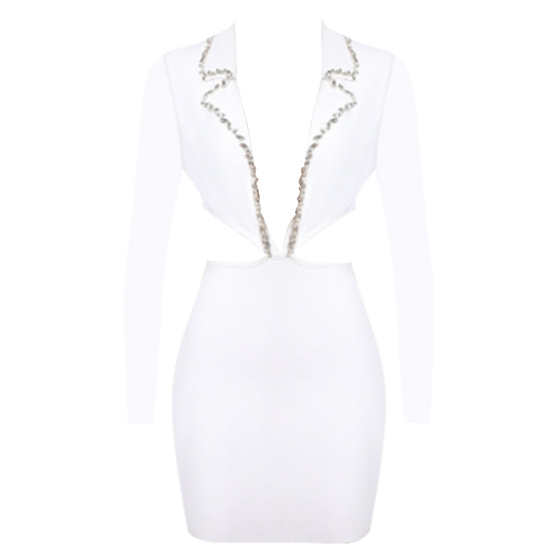 Polina Cutout Diamond  Dress-White