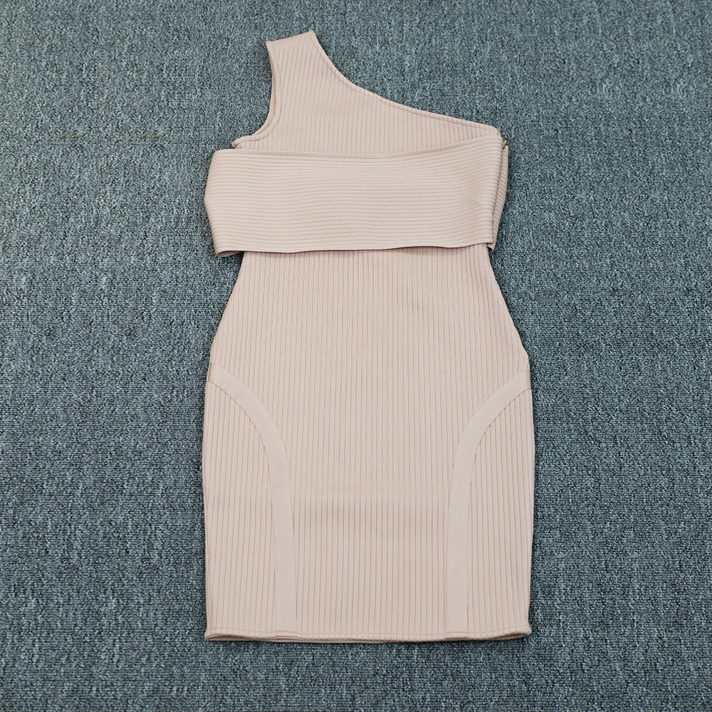 Knlya One Shoulder Mini Bandage Dress