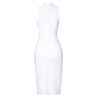 Agethe Halterneck Midi Bandage Dress-White