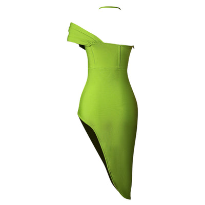 Hadley Off-Shoulder Bandage Dress-Green