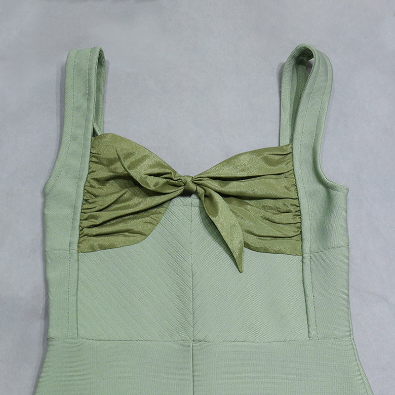 Niya Skinny  Bandge  Maxi  Dress-Green