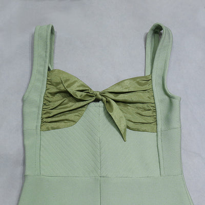 Niya Skinny  Bandge  Maxi  Dress-Green