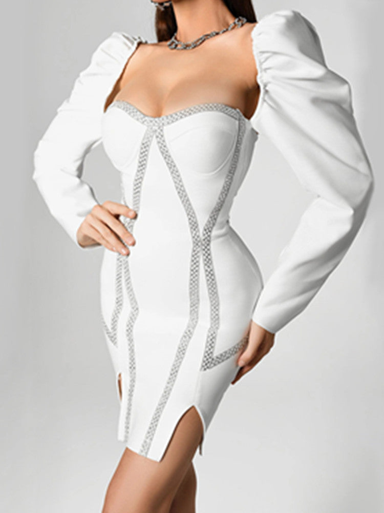 Wewe  Diamond Mini Dress -White