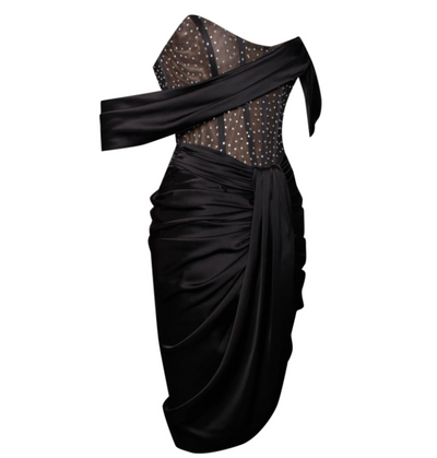Diamond Mini Bandage Dress-BLACK