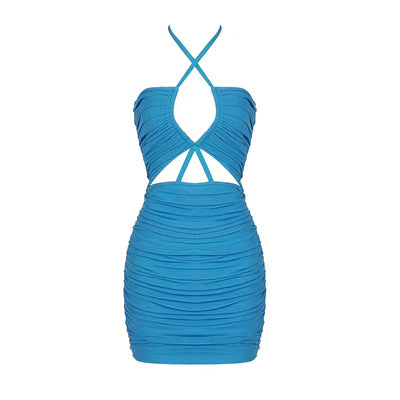 Maly Cut-Out Mini Dress-Blue