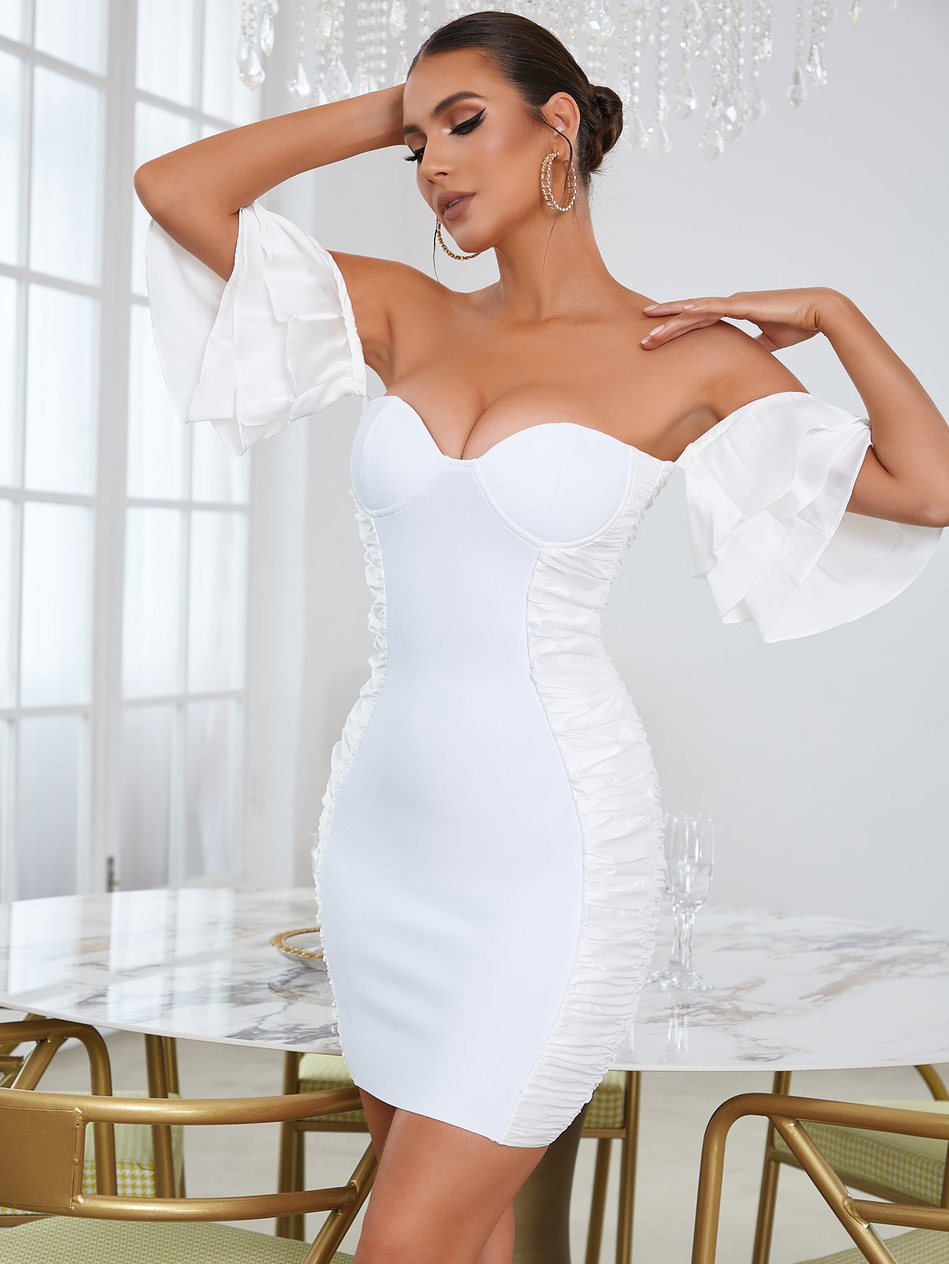 Edda  Satin Mini Dress - White