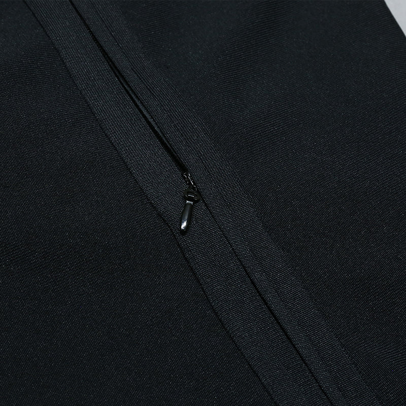 Low V-neck  open chest   Mini Dress-Black