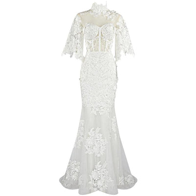 Lidia Lace Wedding  Maxi Dress-Black