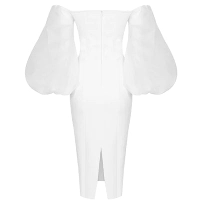Winnie Midi  Dress-White