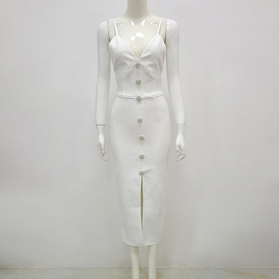 Griselda  Suspenders  White Cocktail Dress