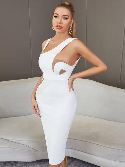 Cosmo  Midi Bandage Dress-White