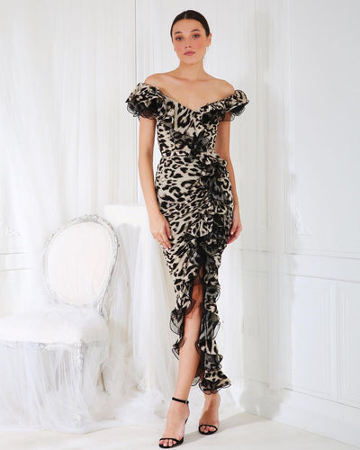 Fayia Leopard Print Midi Dress