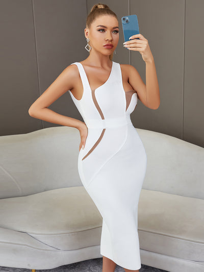 Cosmo  Midi Bandage Dress-White