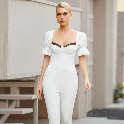 Aubree Bandage Jumpsuit-white