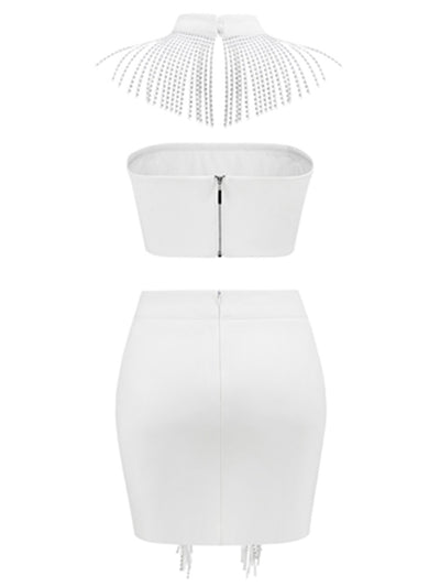 Corinna Tassel Bandage Mini Dress-White