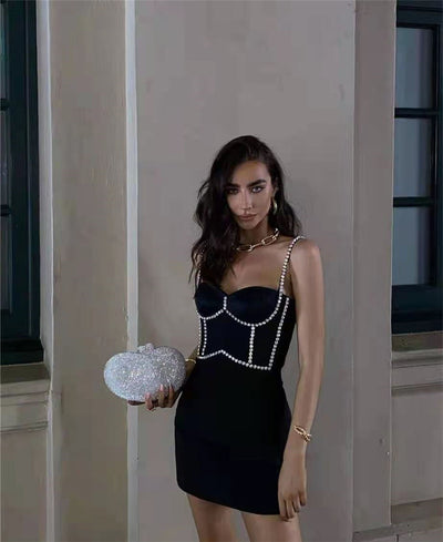 Licia Diamond Mini Dress -Black