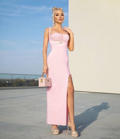 Doori Pink  Maxi  Dress-Pink