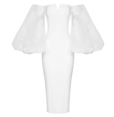 Winnie Midi  Dress-White