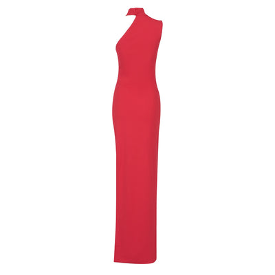 Shailee One Shoulder Maxi Bandage Dress -Red
