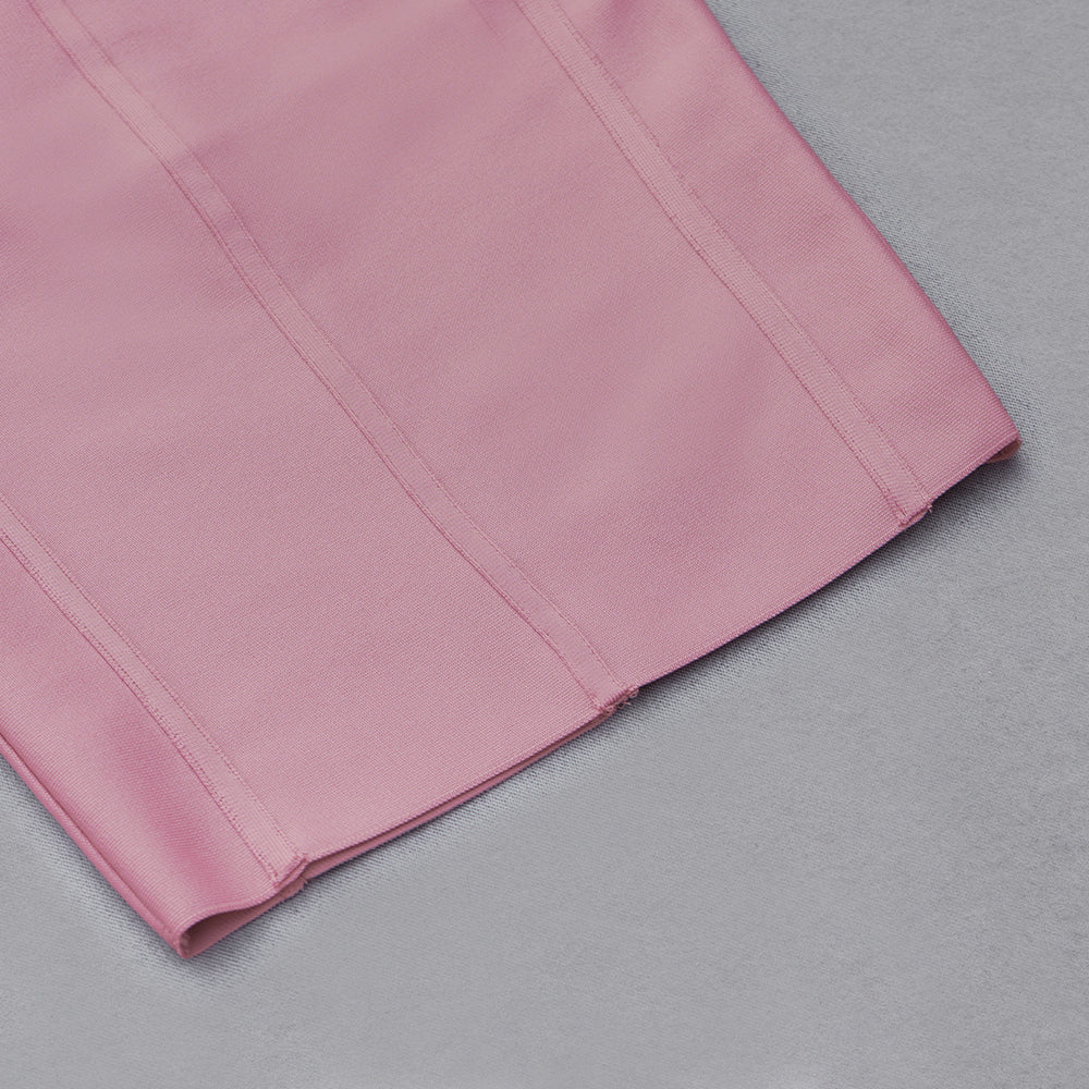 Lace Up Midi Bandage Dress-Pink