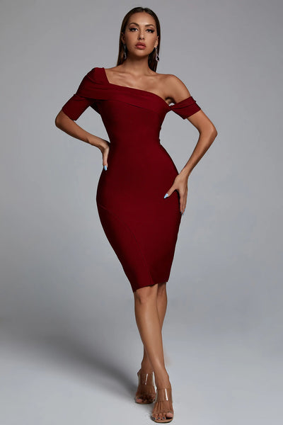 Kimberly Bandage Midi Dress -Red
