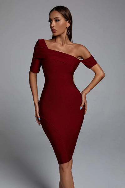 Kimberly Bandage Midi Dress -Red