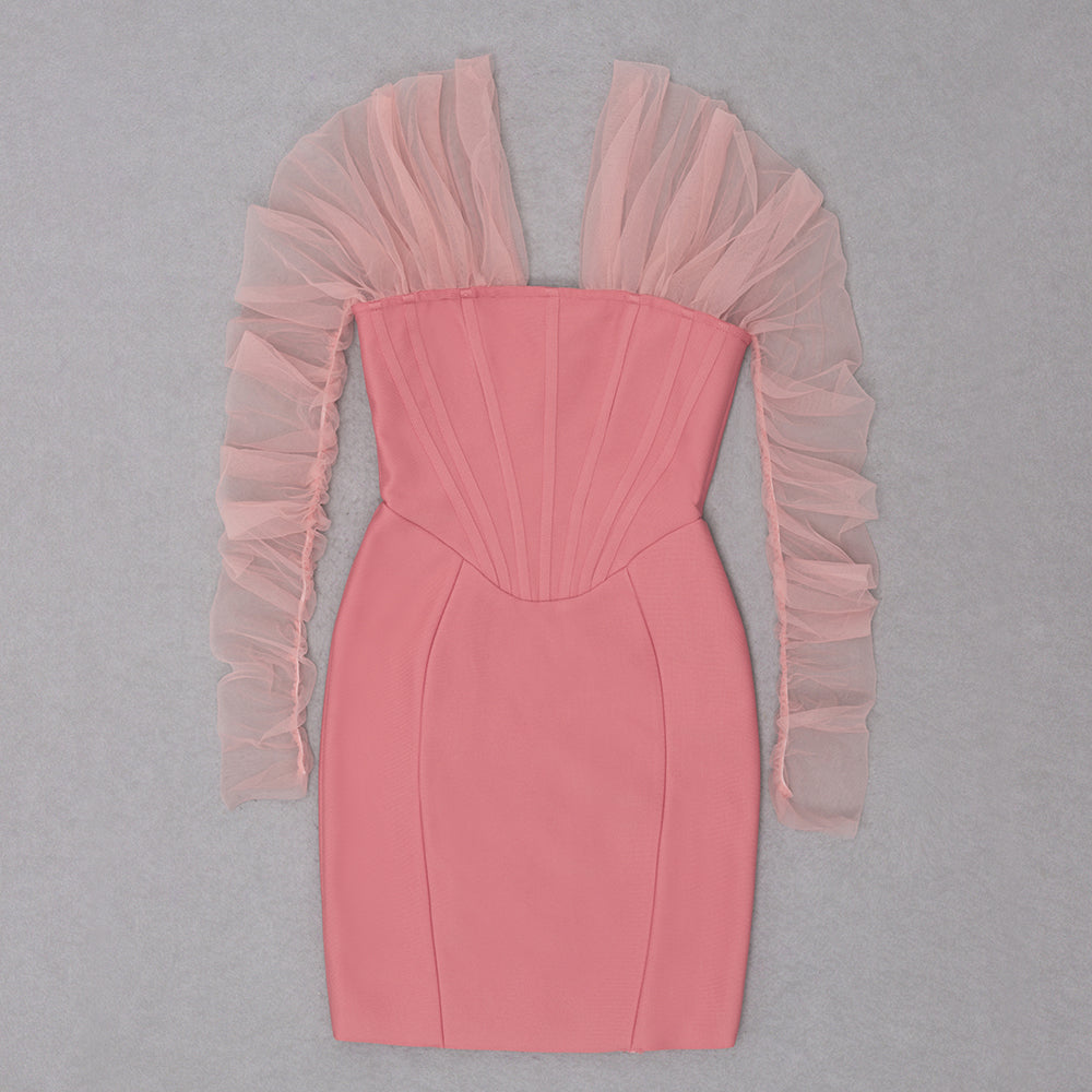 Suzanne Off-Shoulder Mini Dress - Pink