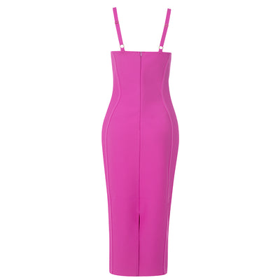Eleanor Bandage  Midi Dress - Pink