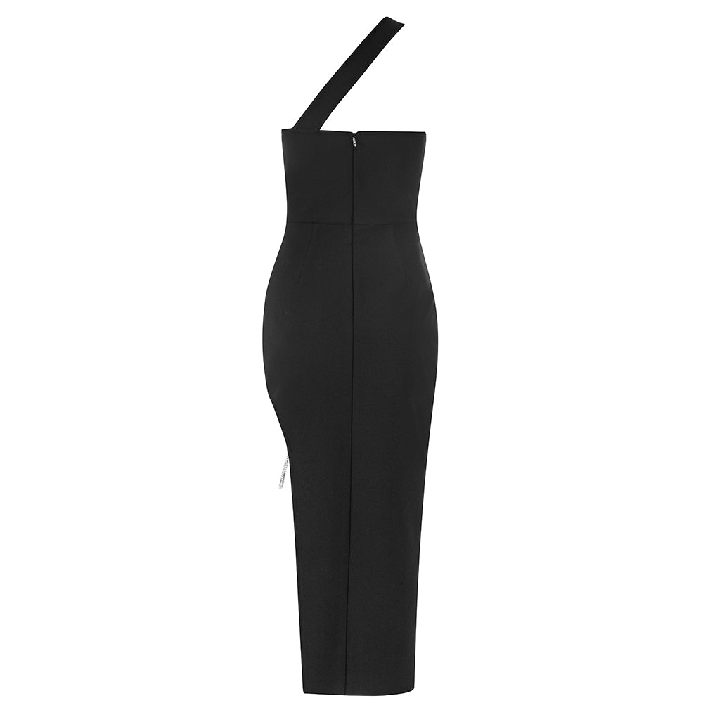 Denni   One Shouolder Maxi Dress-Black