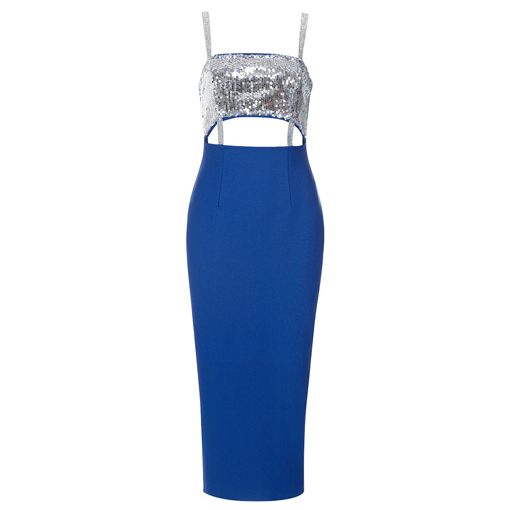 Melica Suspender Sequin Dress-Blue