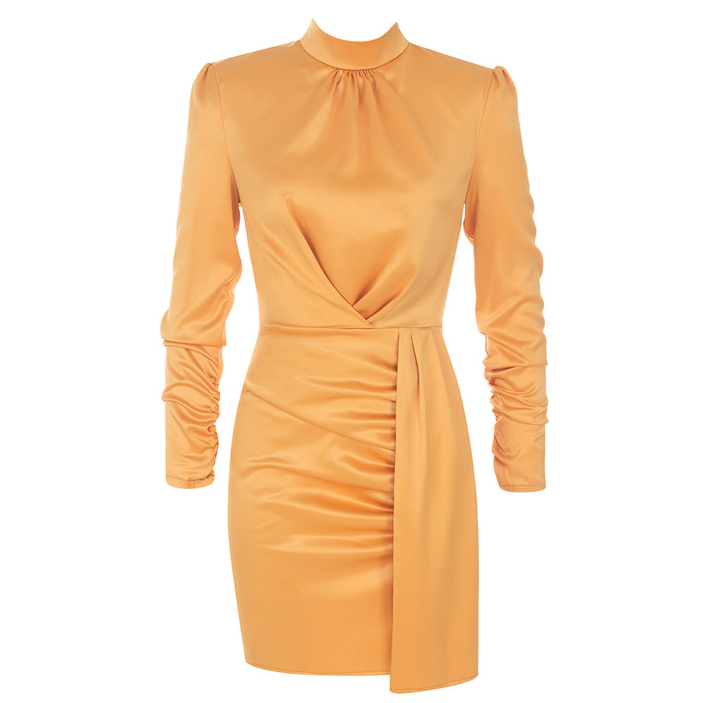 Donna Long Sleeve Mini Dress -Yellow