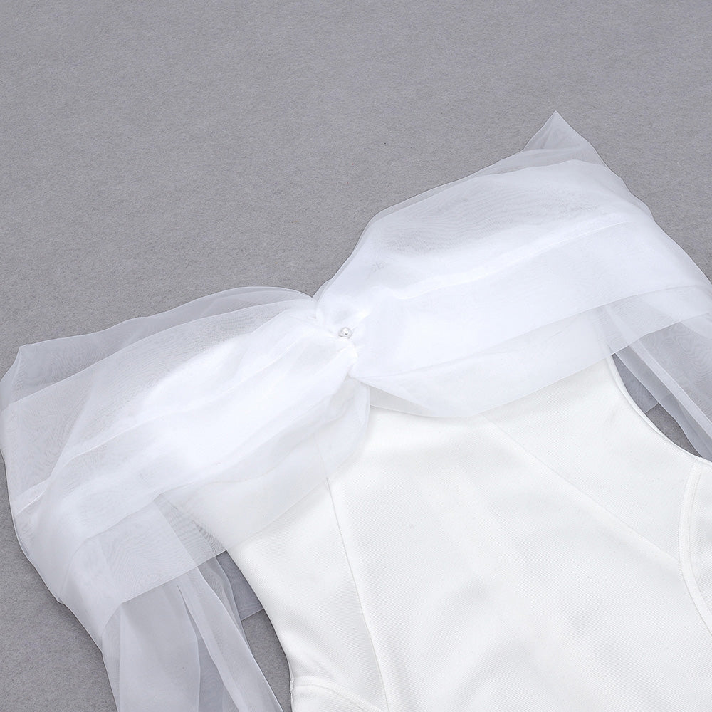 Basta Off Shoulder Lace Mini Bandage Dress-White
