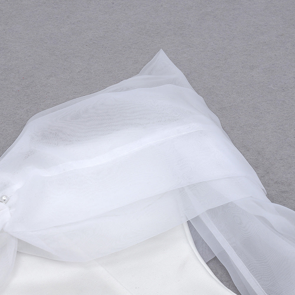 Basta Off Shoulder Lace Mini Bandage Dress-White