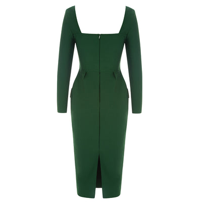 Baza  Long Sleeve  Green Maxi  Lace Dress