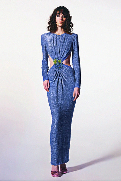 Ginny Long Sleeve Cutout Sequin Maxi Dress