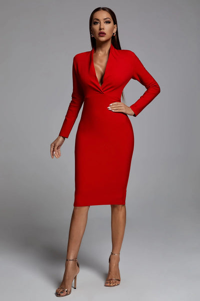 Aili  Bandage Dress - Red
