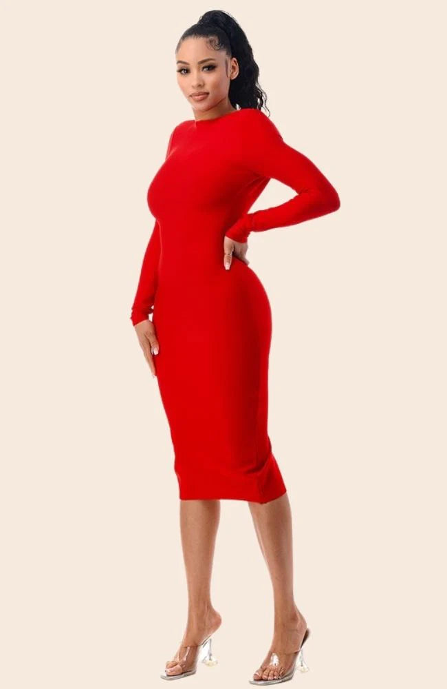 Sasha Bandage Midi Backless Dress 2022 Fall fits -Red/Black/Blue