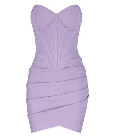 Elvei  Off  Shoulder Mini Dress-Purple