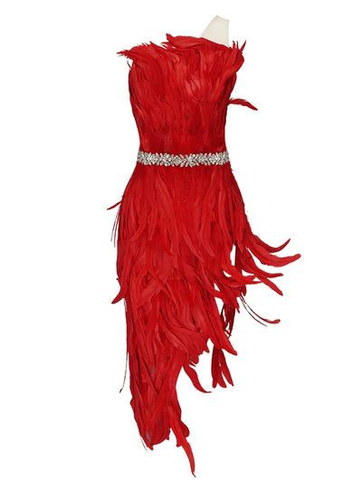Bell  Midi  Dress-Red