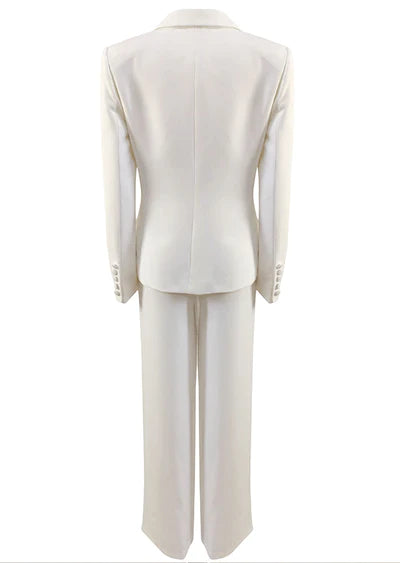 Gwendolyn Long Sleeve  Blazer Set In White