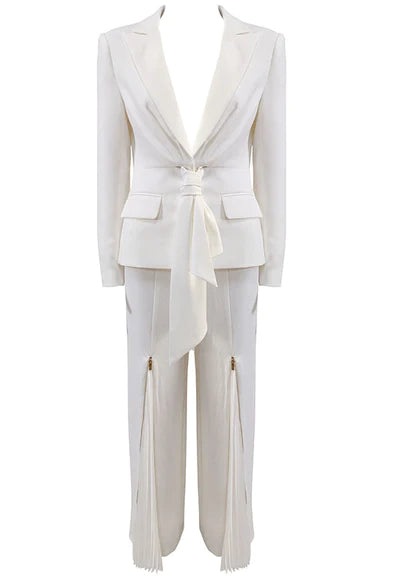 Gwendolyn Long Sleeve  Blazer Set In White