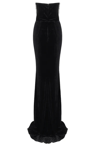 Gilly Off Shoulder Diamond Maxi Dress-Black