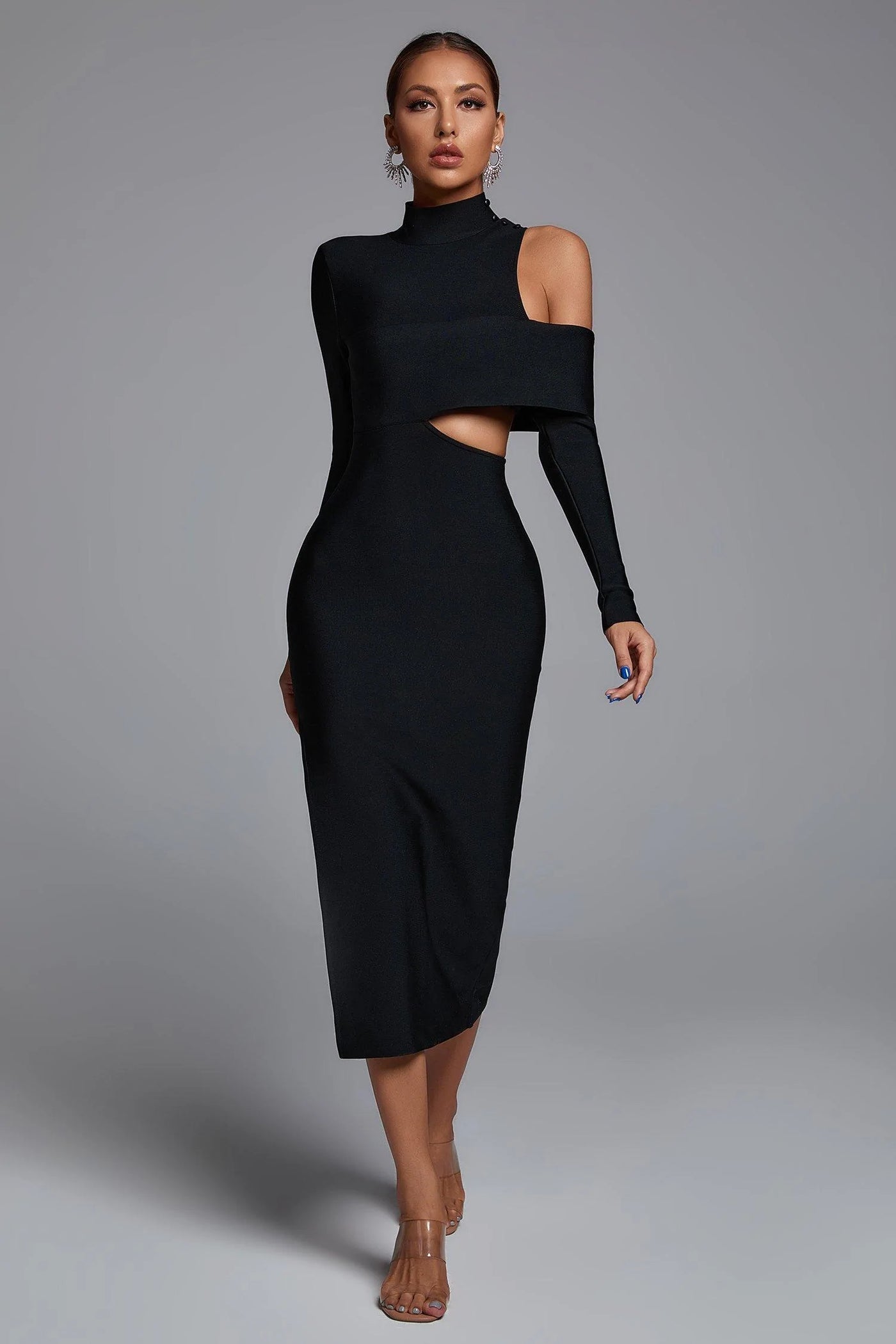Zala Cutout Long Bandage  Black  Maxi Dress
