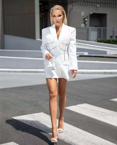 Camille  Diamond Suit-White