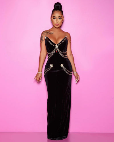 Sakina Metal Embellishment Maxi Dress
