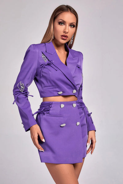 Pinna  Two Piece Set  Mini Dress-Purple